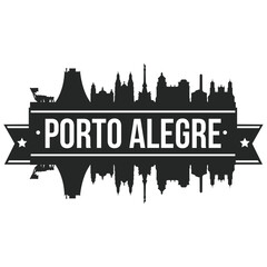 Porto Alegre Brazil Skyline Silhouette Design City Vector Art Famous Buildings Stamp Stencil.