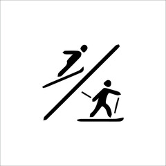 Winter sports ski jumping vector icons