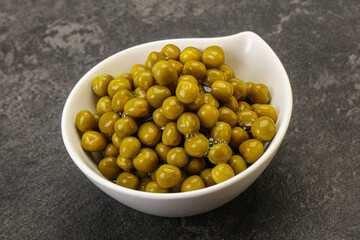 Marinated green pea in the bowl