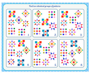  A game for children. Development of attention. Find two identical groups of patterns