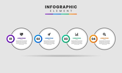 Vector Graphic of Infographic Element Design Templates with Icons and 4 Options or Steps. Suitable for Process Diagram, Presentations, Workflow Layout, Banner, Flow Chart, Infographic.