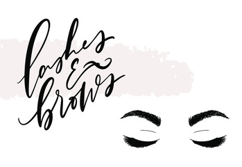 Lashes and brows beauty salon aesthetic design for wall art.