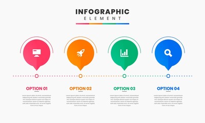 Vector Graphic of Infographic Element Design Templates with Icons and 4 Options or Steps. Suitable for Process Diagram, Presentations, Workflow Layout, Banner, Flow Chart, Infographic.