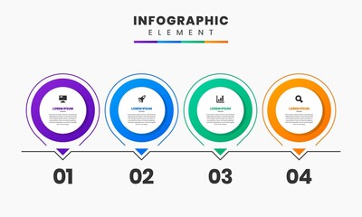 Vector Graphic of Infographic Element Design Templates with Icons and 4 Options or Steps. Suitable for Process Diagram, Presentations, Workflow Layout, Banner, Flow Chart, Infographic.