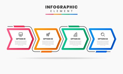 Vector Graphic of Infographic Element Design Templates with Icons and 4 Options or Steps. Suitable for Process Diagram, Presentations, Workflow Layout, Banner, Flow Chart, Infographic.