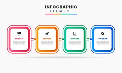 Vector Graphic of Infographic Element Design Templates with Icons and 4 Options or Steps. Suitable for Process Diagram, Presentations, Workflow Layout, Banner, Flow Chart, Infographic.