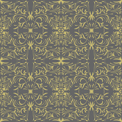 Damask style floral seamless pattern
