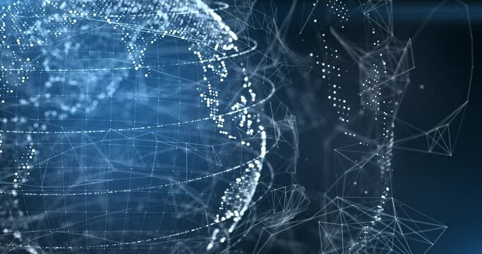 3D Earth Big Data, Blue Digital social connections, rotating animation, future technology, network surrounding planet earth, abstract backdround