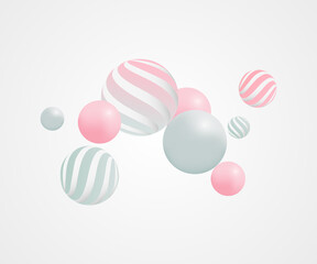 Abstract realistic 3D shapes background vector illustration