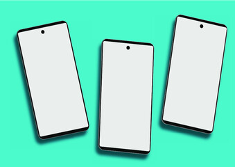 Template for infographics or presentation. Mockup generic device. Vector smartphone isolated background. Simple vector. Smartphone from different angles. 3d realistic phones.
