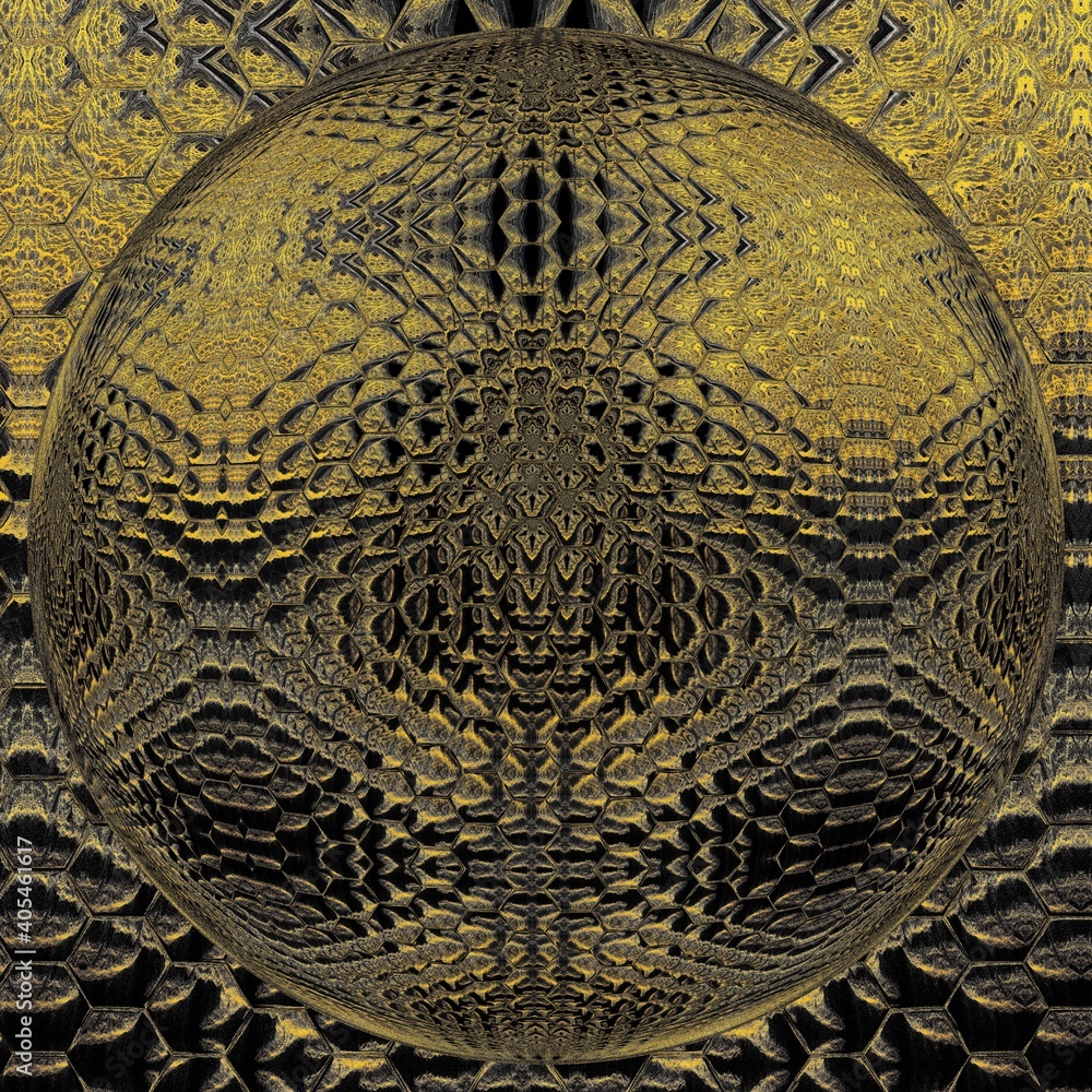 Poster golden yellow and grey on a black background intricate patterns and designs inspired by the colours 