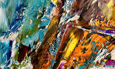 Colorful abstract background wallpaper. Modern motif visual art. Mixtures of oil paint. Trendy hand...
