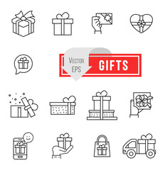 Gift icons. Vector icon outline.