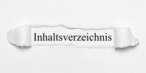 Obraz premium Inhaltsverzeichnis