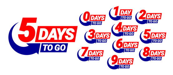 Countdown left days banner. count time sale. Nine, eight, seven, six, five, four, three, two, one, zero days left. Vector illustration