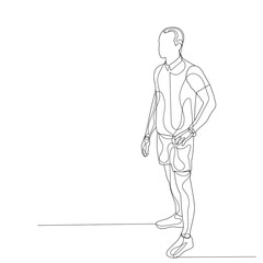 continuous line drawing a man stands