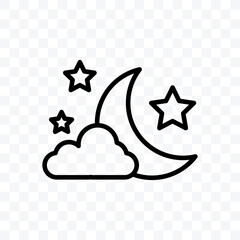 Moon at night icon vector illustration isolated on transparent background.