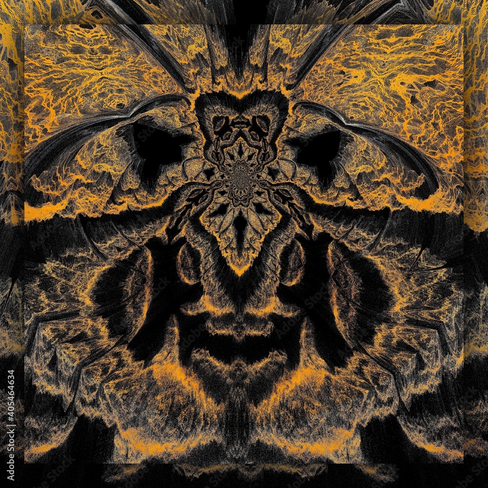 Poster golden yellow and grey on a black background intricate patterns and designs inspired by the colours 