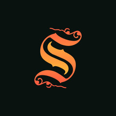 Obraz premium S Monogram Decorative Vintage Letter Logo Design Graphic Concept