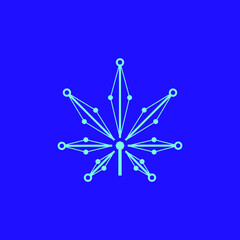 weed Logo Design Graphic Line Technology Concept
