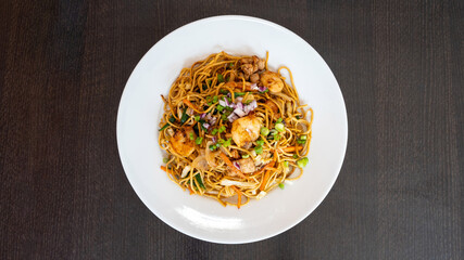 Asian Chowmein Dish Top Down View 