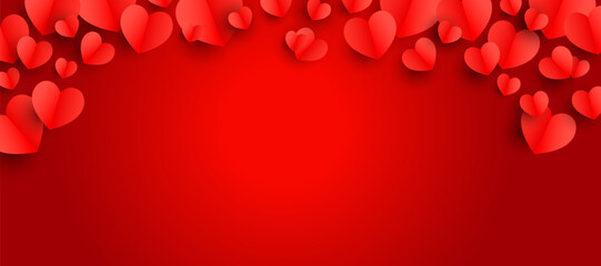 Love banner with sweet love decor elements on minimalistic stylish background. Valentine's day design card. Holiday banner, web poster, flyer, color brochure