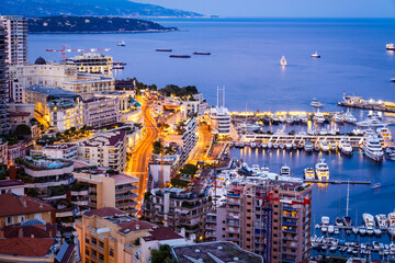 Streets of Monaco at Dusk over port 