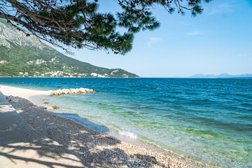 Summer Coast in Croatia With Mountain and Sea View