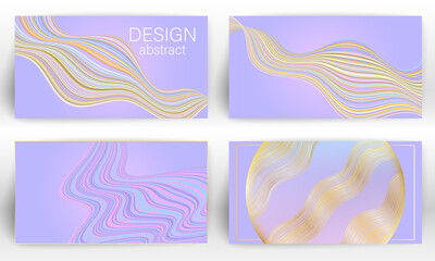 Fluid colorful poster template. Wavy lines cover flyer set.
