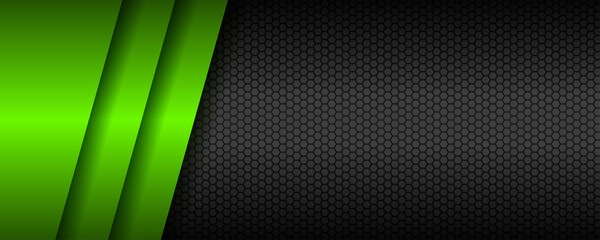modern material dark gray black and glowing light tech neon green metallic technology background. frame design metal shape texture tech innovation layout concept for use modern banner, cover, business