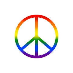 Peace symbol icon vector with LGBT rainbow flag pattern