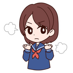 女子高生　がんばる