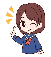 女子高生　人差し指