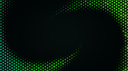 Abstract green halftone pattern on black background in 4k resolution. Dotted pattern for template, brochure, business card, web page etc.