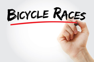 Bicycle Races text with marker, concept background