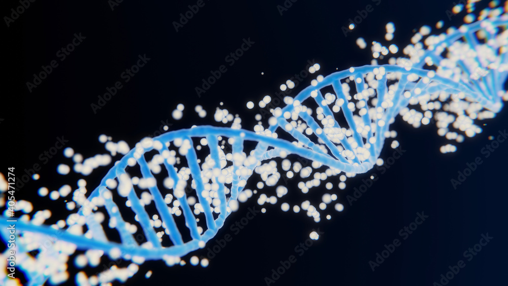 Poster abstract technological representation. shakes dna data transmission glowing rotating helix science a