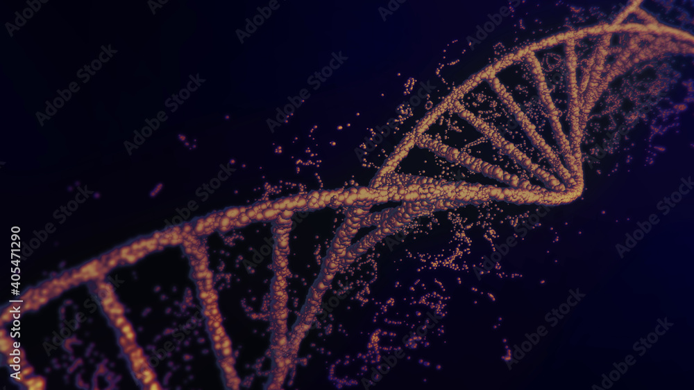Poster abstract technological representation. shakes dna data transmission glowing rotating helix science a