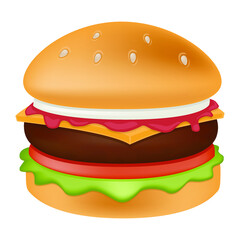 Burger Emoji Vector Design. BBQ Fast Food Art Illustration. Hamburger Barbecue Steak House Product. 