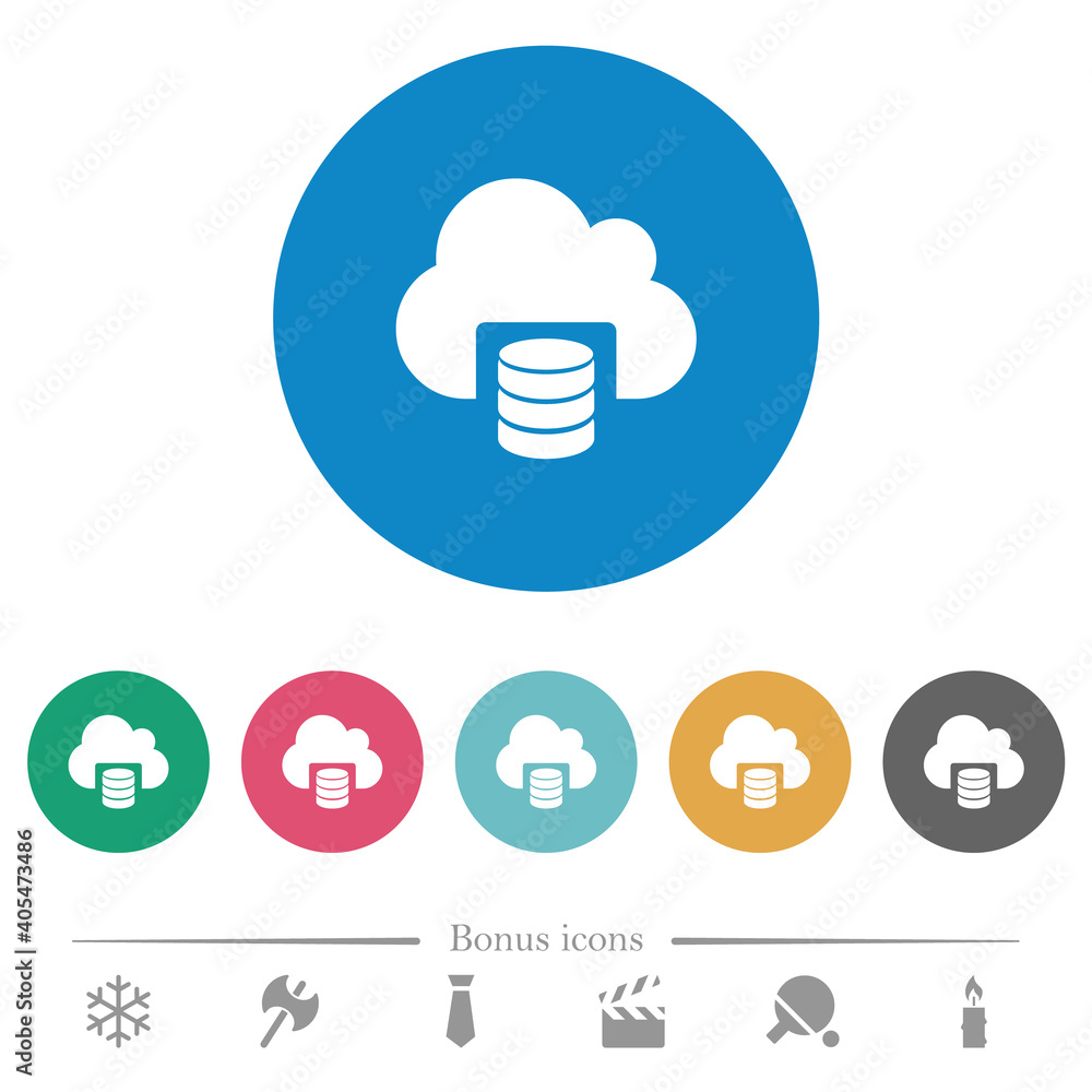 Poster cloud database flat round icons