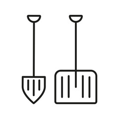 Simple vector icon on the theme of snow removal. The snow hand shovel icon is presented
