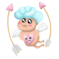 angel with a heart in her hands, on a white background.