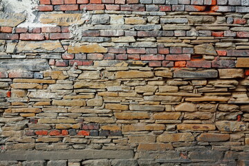 Old brick and stone wall grunge texture background