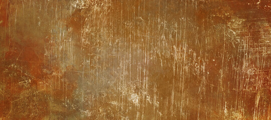 Old cracked walls rusty gold and metal, old rusty metal grunge texture can be used as a backdrop
