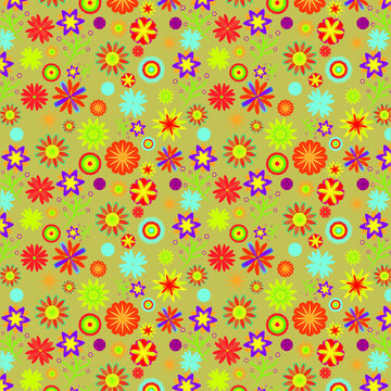 Vintage floral seamless pattern. Vector. Seamless texture with flowers. Endless floral pattern. © my_design