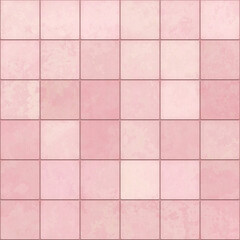 Pink square tiles. Seamless texture. Vintage background. Ceramic mosaic.