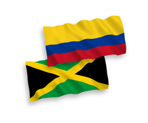 Flags of Jamaica and Colombia on a white background