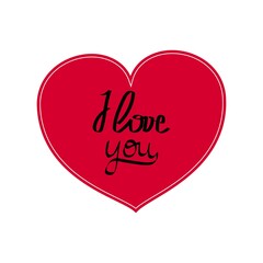Lettering I love you in heart card