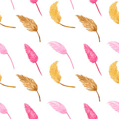 watercolor pattern with pampas grass