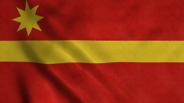 Toa Alta flag, city of Puerto Rico, waving in wind. Realistic flag background