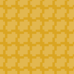 Jacquard textile texture. Vector seamless pattern with grid, net, mesh, lattice. Simple abstract geometric ornament. Yellow colored background. Repeat design for print, fabric, wallpaper, fabric, wrap